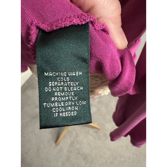 EUC Lauren Ralph Lauren Ombré 3/4 Sleeve Top Sz Large Pink Purple Lightweight - Picture 5 of 7